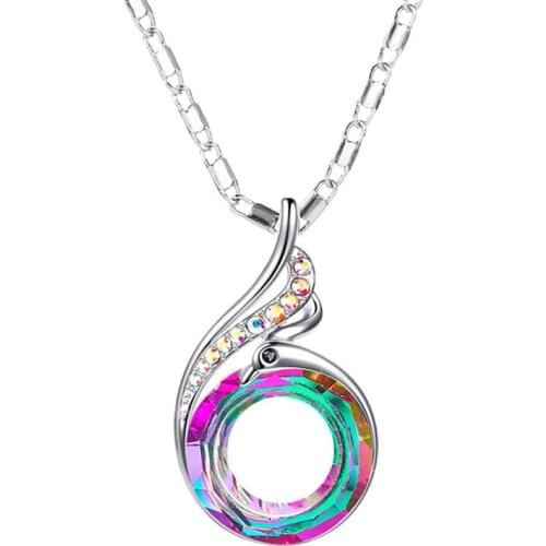 Exquisite Simple Round Colorful Crystal Pendant Necklace For Women Bijoux New Fashion Jewelry Gift