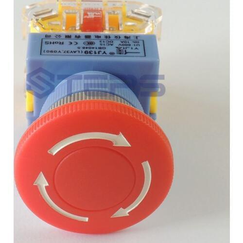 Free shipping 3pcs/lot Mushroom head emergency switch emergency stop button switch with self-locking 1 NO 1NC Y090-11ZS 22mm