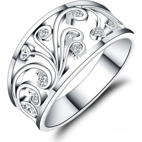 NEW 925 Sterling Silver AAA Zircon Pattern Ring For Women Fashion Wedding Engagement Party Gift Charm Jewelry