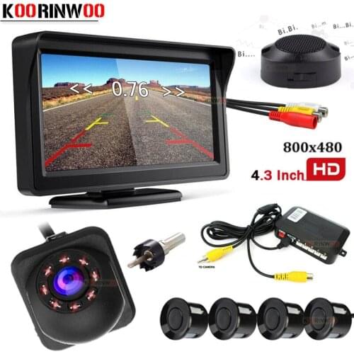 Koorinwoo HD CCD Parktronic Car Parking Sensor 4 Buzzer Rear view Camera Car TFT Monitor Digital Display Blind Spot Security Cam
