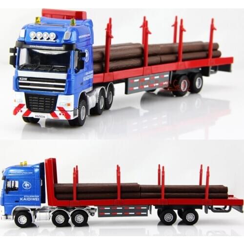 Alloy Diecast Log Transporter 1:50 10 Wheel Trailer Semi-Tractor Removeable Platform Truck Diecast Model Hobby Toy For Kids