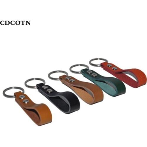 CDCOTN New Fashion Unisex Car keychain Metal PU Leather Stainless Steel Key Ring Car Key Holder Auto Car Accessories Car-styling