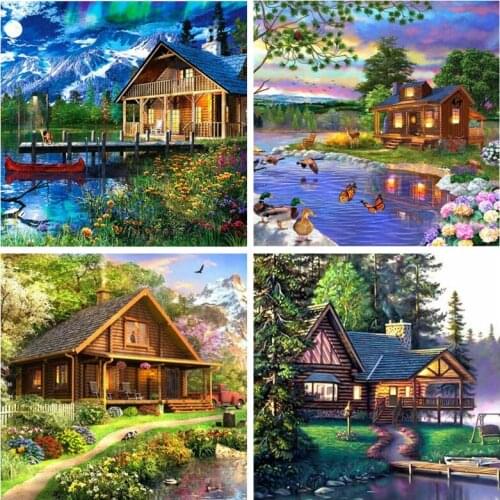 5D DIY Diamond Embroidery Needlework Kit "House beautiful scenery" Diy Diamond Painting Cross Stitch Home Decoration Gift