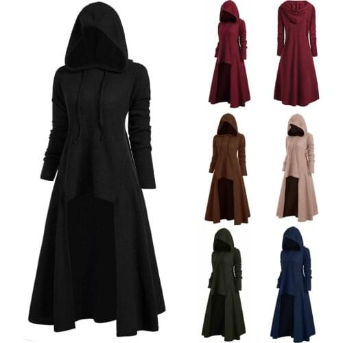 2021 New Womens Cloaks Fashion Hooded Plus Size Vintage Cloak High Low Sweater Blouse Tops Ladies Hoods Overcoats Long Cloak