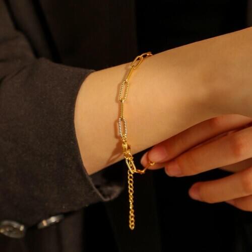 Punk Curb Cuban Chain Stainless Steel Bracelets for Women Gold Color Link Chains Charm Bracelet Bangles Jewelry