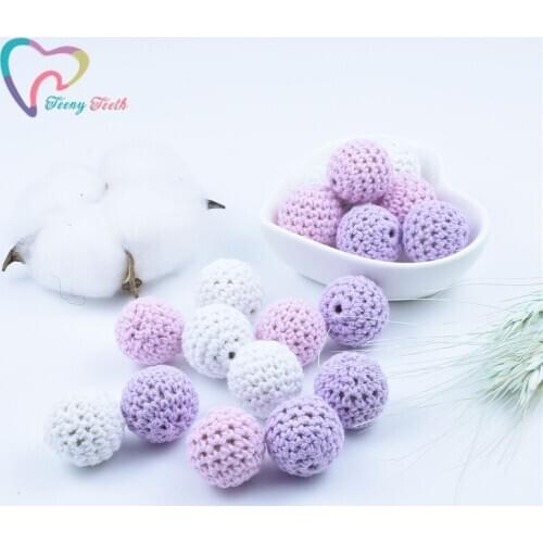 Teeny Teeth 10PCS Lavender 16-20 MM DIY Nursing Jewelry Organic Teething Handmade Baby Can Chew Accessories Crochet Wooden Beads