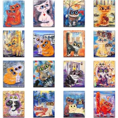 Full Round Diamond mosaic Cartoon cute kitten Full Square Diamond embroidery animal cat DIY Diamond painting Cross stitch cats