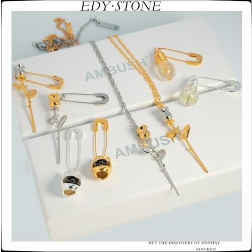 EDY 21SS New S925 AMBUSH light bulb Pin Earring Collection Design Metal Logo Stud Earrings for Women Girls Party Jewelry