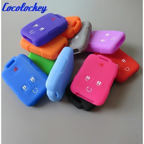 Cocolockey Silicone Cover Key Cover Case Shell Fob Holder for Cadillac for Chevrolet Silverado for GMC Sierra No Logo