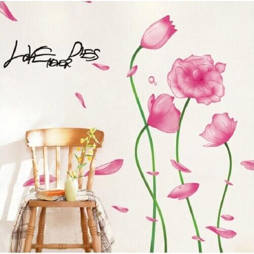 Fresh Red Yellow Small Flower Wall Stickers For Bedroom Home Decoration Plant Plane Mural Pastrol Window Removable Wallposters