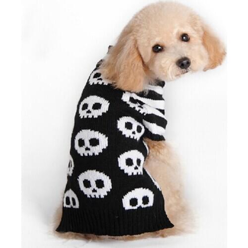 Halloween Skull pet dog sweater for autumn winter wholesale warm knitting crochet Jumper Coats Dog clothes chihuahua Teddy XXS-L