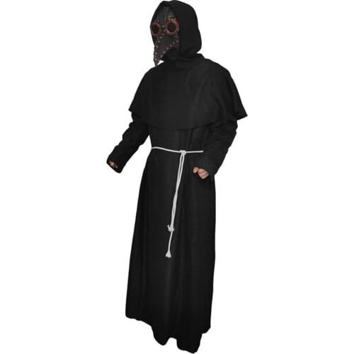 Unisex Halloween Robe Hooded Cloak Costume Cosplay Monk Suit Adult Role-playing Decoration Clothing Plague Doctor Bird Mask hot