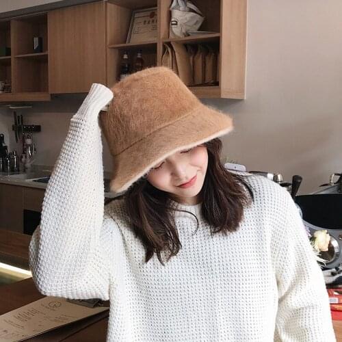 Japanese Can Wear Plush Basin Cap on Both Sides. Womens Autumn and Winter Fashion Fishermans Hat. Warm and Thick Top Hat