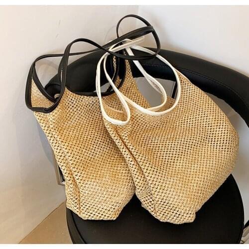 High Capacity Large Summer Beach Straw Rattan Shoulder Bags 2021 Simple Luxury Brand Fashion Travel Ladies Handbags Tote