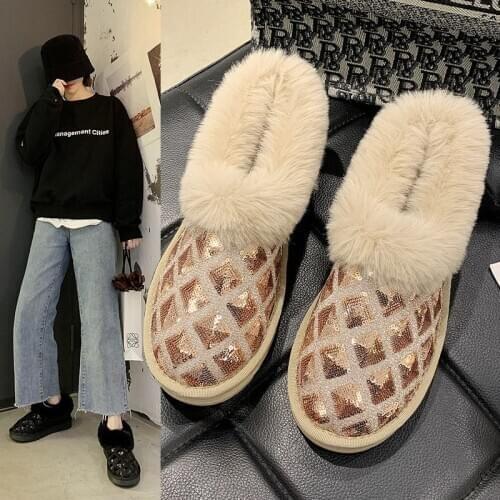 New Popular Sequined Snow Boots Women 2020 Winter New Student Plus Velvet Warm Low-top Shoes Women Wear-resistant Winter Boots