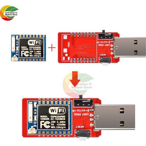 Ziqqucu ESP8266 ESP-07 Wi-Fi Wireless Module USB to TTL CH340G Development Board 2.4Ghz 3dBi IPEX Antenna for Arduino