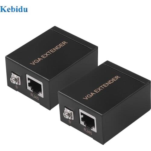 1 Pair Receiver Transmitter VGA to RJ45 Extender Repeater by Cat5e/6 up to 60M VGA UTP for PC Laptop Computer Projector