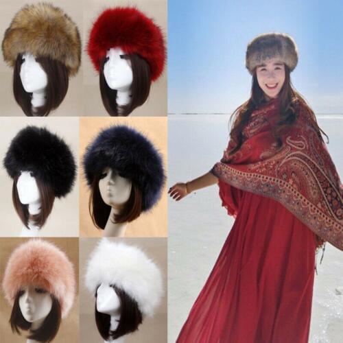 2019 Winter Thick Furry Hairband Fluffy Russian Faux Fur Women Girl Fur Headband Hat Winter Outdoor Earwarmer Ski Hats Hot