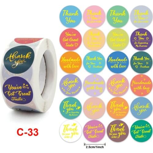 500pcs 24 styles Thank You Stickers Labels Seals Thank You for Supporting My Small Business StickersRound Kraft Labels For Shop