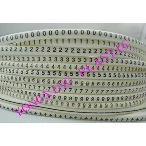 600pcs/box cable marker EC-3 6.0mm2 0123456789+- 12 different digital mark cable white color