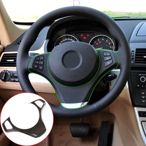 ABS Carbon Fiber,For BMW X3 E83 2006-2009 Car Steering Wheel Button Decoration Frame Cover Trim,Interior Modification Accessory