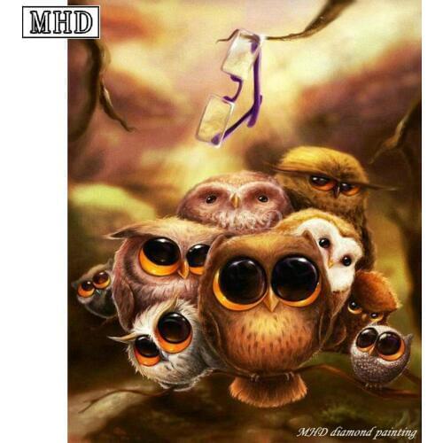 MHD full square / round diamond 5D DIY diamond painting "cartoon owl" 3D cross stitch animal mosaic decoration gift SD33