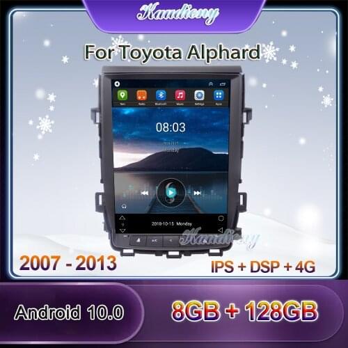 Kaudiony 12.1" Tesla Style Android 10.0 Car Radio For Toyota Alphard Car Multimedia Player Auto GPS Navigation DSP 4G 2007-2013