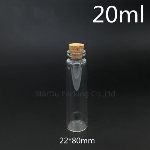 Free shipping 1000pcs 20ml Small Cute Mini Cork Stopper Glass Bottles Vials Jars Containers 20cc Small Wishing Bottle with Cork