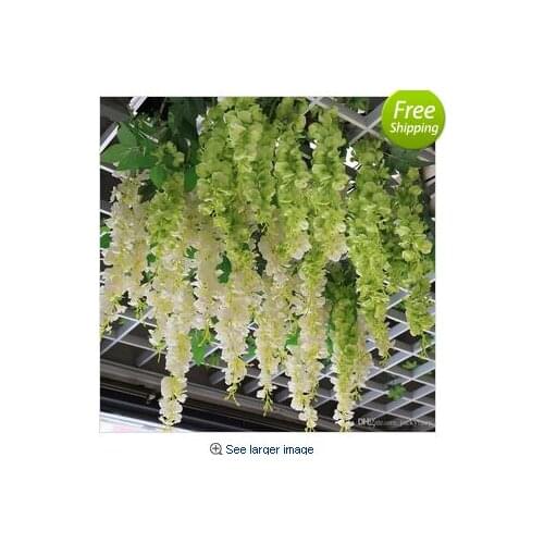 Free Shipping Artificial Silk Hydrangea Wisteria Flower String Home Garden Hanging Flowers Vine DIY Wedding Decor Supplies