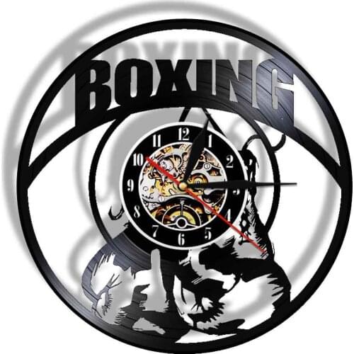 Boxing Gloves Game Vinyl Record Wall Clock Modern Boxing Club Business Night Light Lamp Fighting Sports Boxers Scrappers Gift