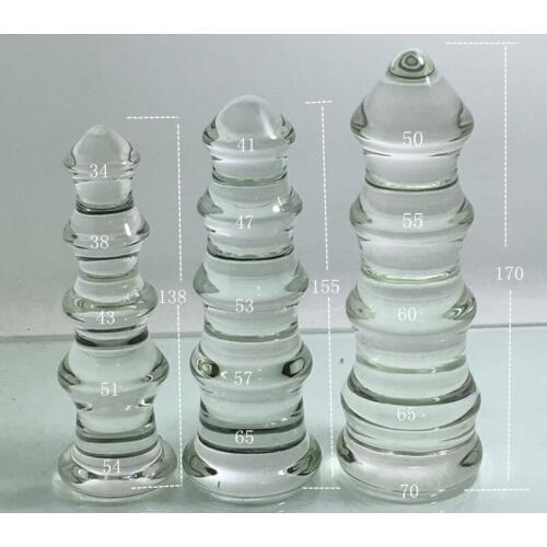 Pagoda Type Clear Crystal Glass Big Anal Plug Dilator Large Butt Plugs Anal Pull Beads Couple Masturbation Expander Ass Sex Toy