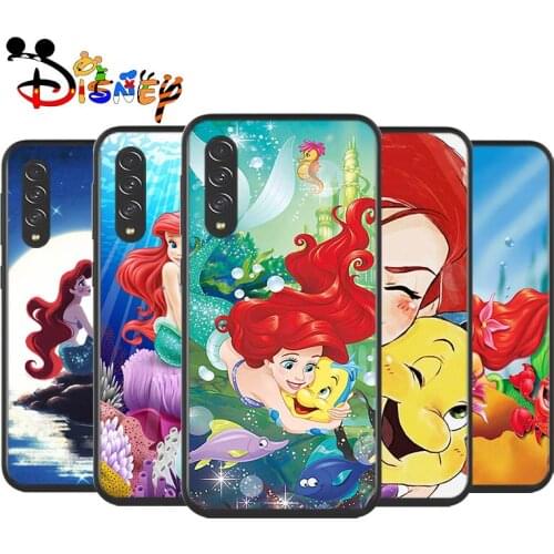 Mermaid Disney Princess Cute for Samsung Galaxy A90 A80 A70 A60 A50 A40 A20 A2Core A10 M31 M21 M60 M40 M30 Black Phone Case