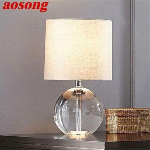 AOSONG Dimmer Table Light Contemporary Simple Desk Lamp Round Crystal LED for Home Bed Room Decoration