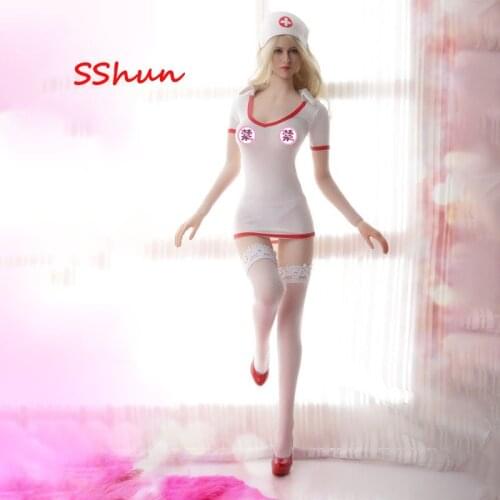 FG049 Fire Girl Toys 1/6 Scale Female White/Pink sexy nurse suits For 12'' Action Figure Body DIY Accessories
