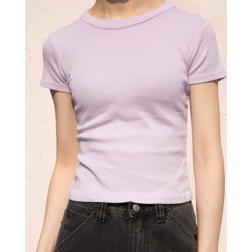 Women Cotton T Shirts Summer 2021 Casual O Neck Short Sleeve Slim Elasticity Tshirt Tops Black White Ladies Tees Clothing