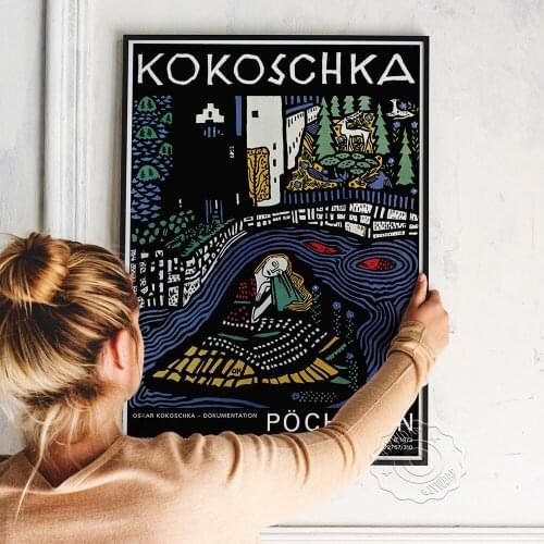Pochlarn Painter Kokoschka Vintage French Museum Exhibition Poster, Sleeping Girl The Dreaming Youths Art Prints Wall Picture