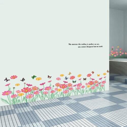 Beautiful Flowers Wall Stickers For Living Room Bedroom Balcony Baseboard Decoration Plant Wall Mural Art Diy Pvc Home Decals