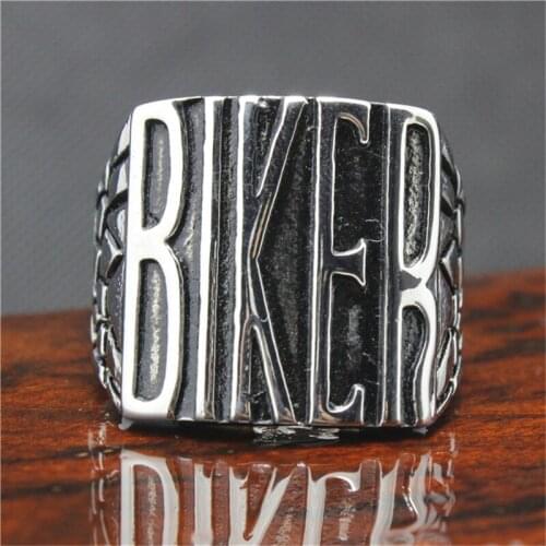 Band Party 316L Stainless steel Cool BIKER Mens Ring Fashion Black Biker Ring