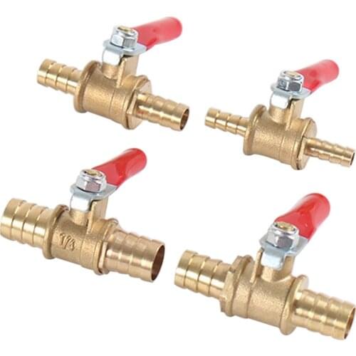 Brass Ball Valve Water Oil Gas Fuel Line Shut-Off Valve Fittings Pneumatic Fittings Hose Barbs Manual Connection Controller 8mm