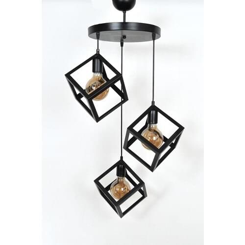 Nordic Creative Pendant Lamp Chandelier 3 Pcs Black Cube New Fashion Attractive Home Living Room Restaurant Cafe Elegant Design High Quality Suitable price