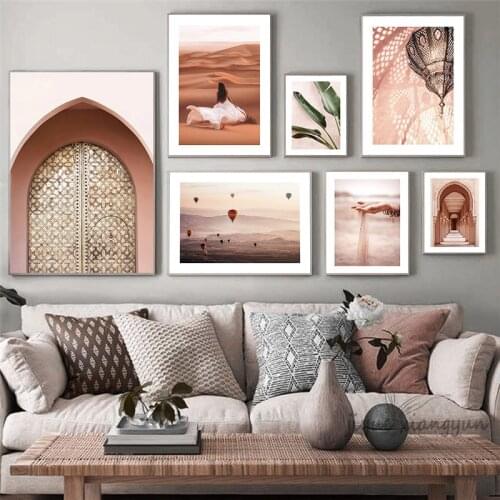 Morocco Arabic Door Architecture Canvas Painting Tourism Landscape Travel Poster Islamic Wall Art for Home Decor