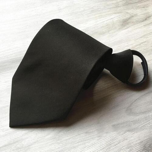 Business Necktie Mens Formal Ties Classic Black Polyester Male Skinny 8CM Casual Neck Tie With Zipper Shirt Accessories