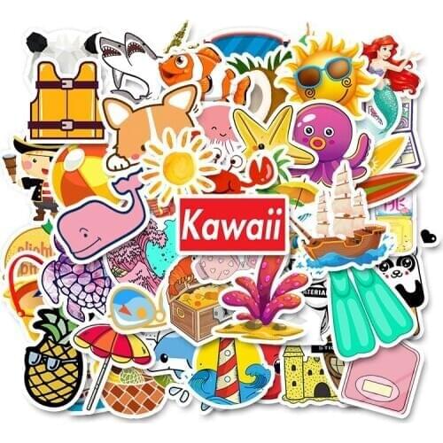 TD ZW 100pcs/lot Waterproof Super Cute Cartoon Animal Stickers For Car Laptop Phone Pad Bicycle Decal Kids Gift Cat Pig Dog