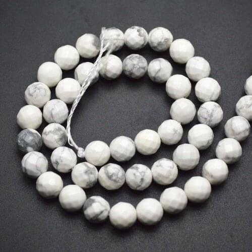 Natural Faceted White Howlite Stone Round Beads 4mm~14mm