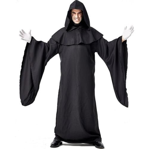 New Black Robe Demon Costume Cosplay Men Halloween Costume For Adult Carnival Party Devil Suit