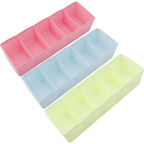 Storage Organizer BoxUnderwear Bras Ties Desk Sock Drawer Closet 5 Cell Plastic