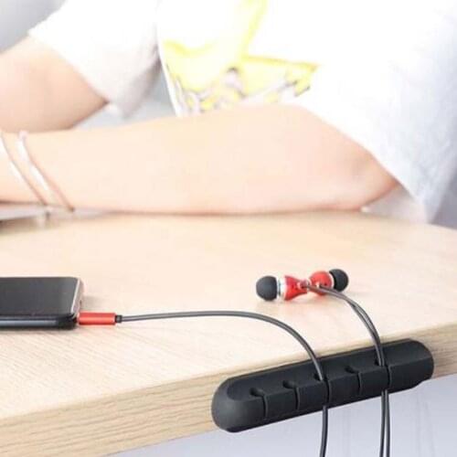 Cable Organizer Silicone USB Cable Winder Desktop Tidy Management Clips Headphone Phone Cables Holder