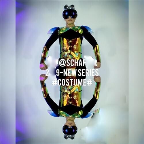 Future technology show Space Star armor robot dance clothing Nightclub mens GOGO transparent laser armor costume