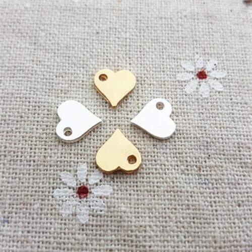 20pcs/lot 8*9mm alloy metal rose gold silver color mini cute heart charm pendant accessories for bracelet DIY jewelry making