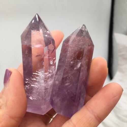 1PC Natural Crystal Fantasy Amethyst Hexagonal Column Crystal Point Mineral Ornament Magic Repair Home Decoration Decoration